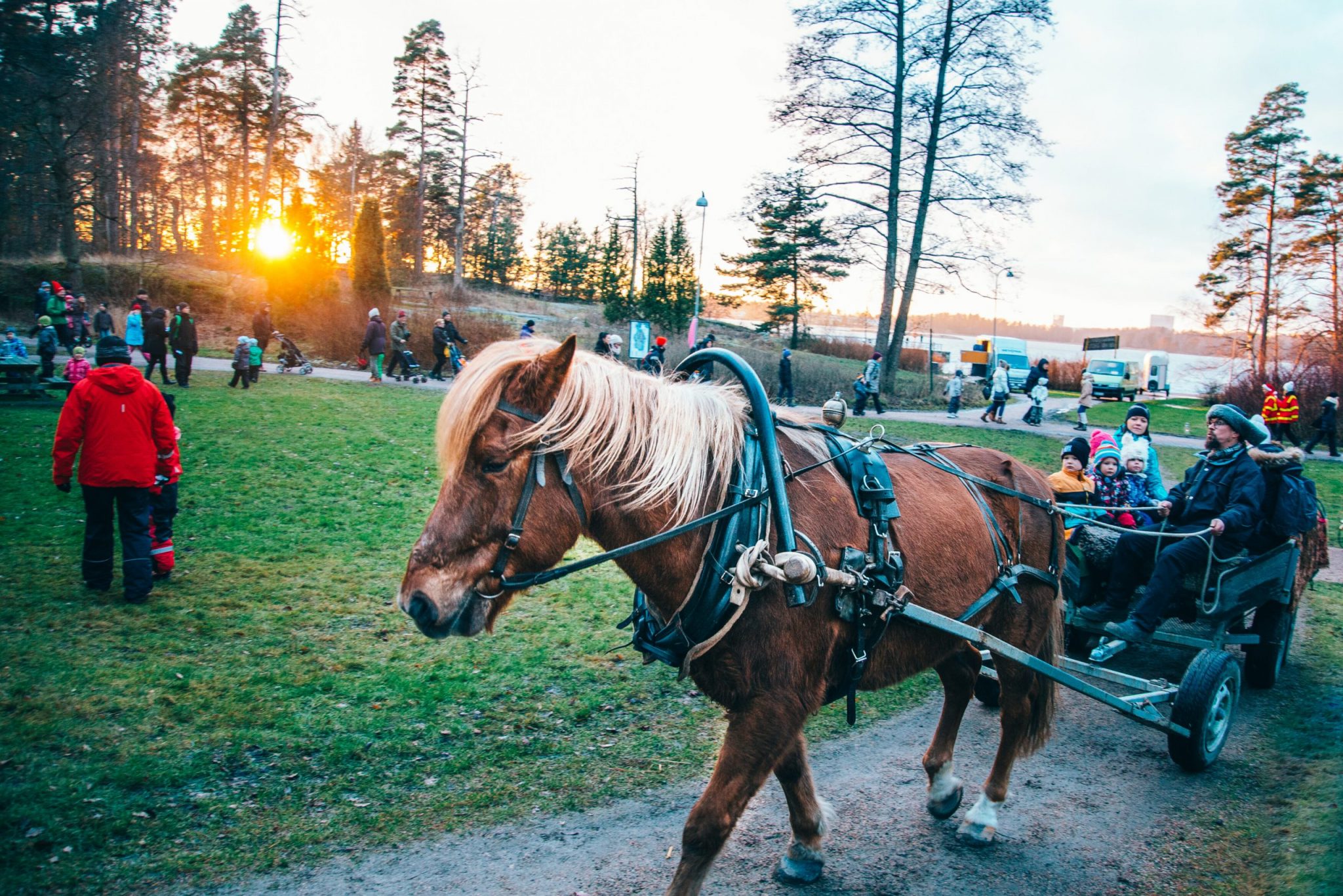 Lapsi ratsastaa hevosella Seurasaaressa.